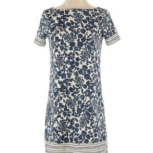 Tory Burch Cotton Blue & White Printed Dress Size S